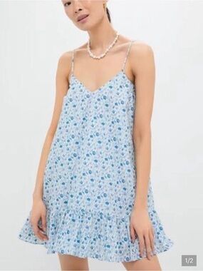 Hyacinth House Blue & White Ditsy Floral Bayberry Mini Dress Size Small